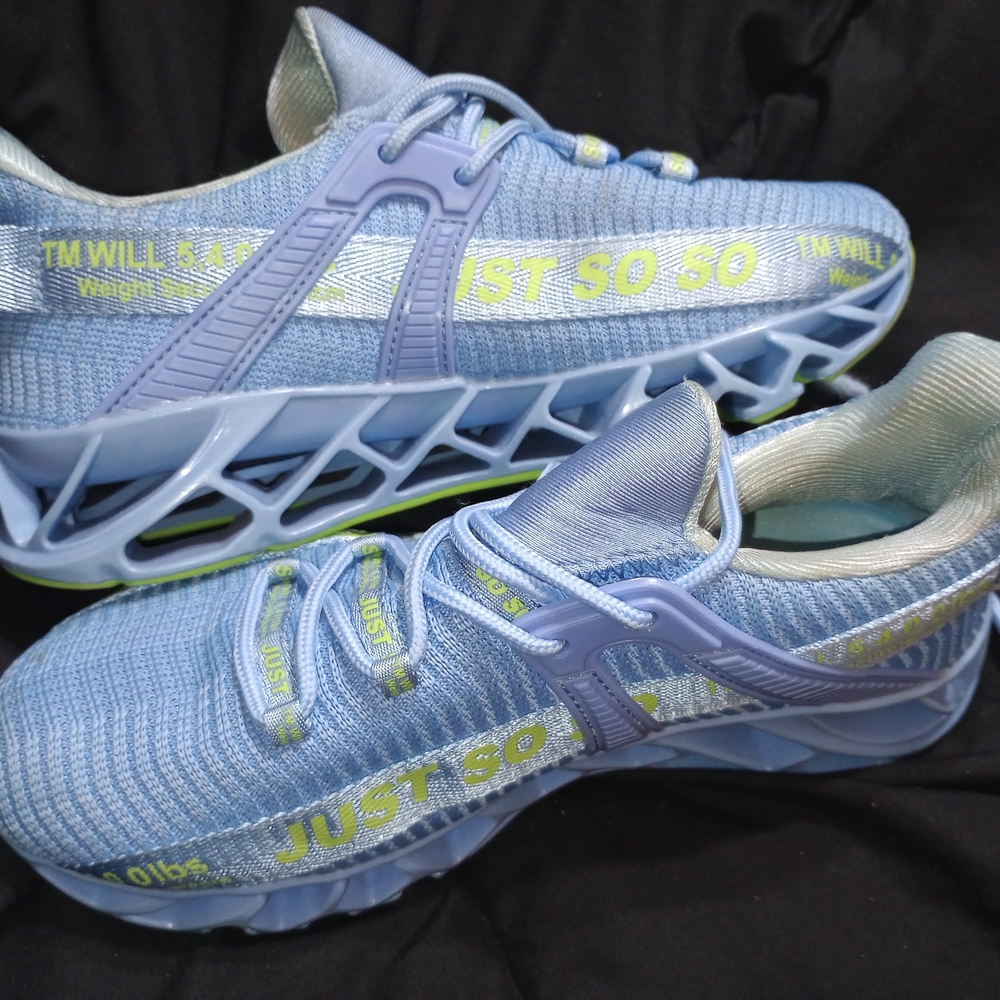 Blue and White Athletic Sneakers